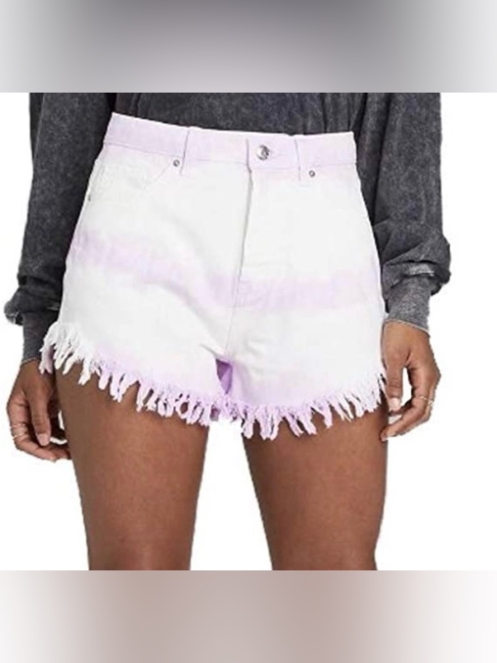 wild fable White and Light Purple Frayed Hem High-Rise Jean Shorts - Size 8